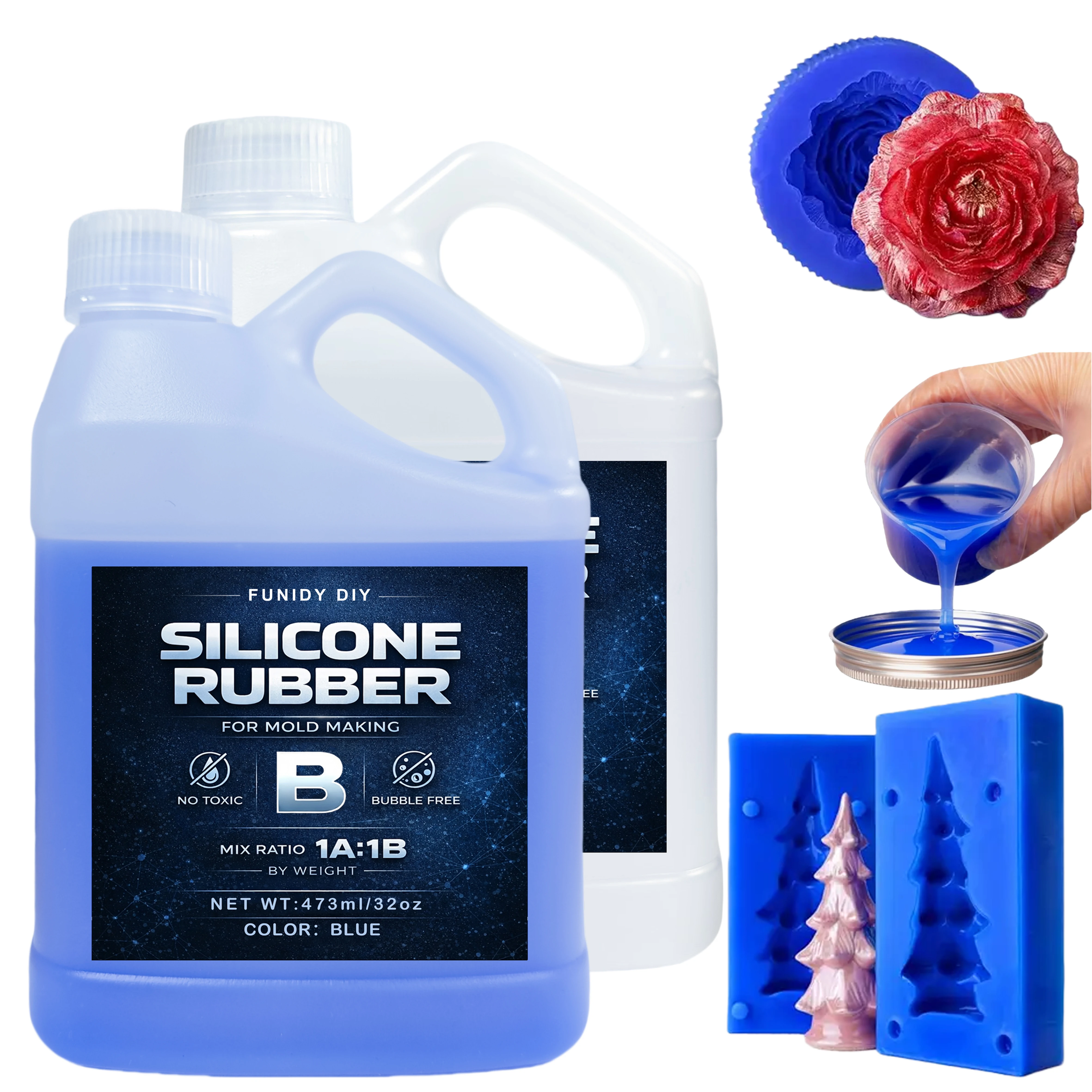 Premium Silicone Mold Making Kit - Super Elastic, Fast-Cure Liquid Silicone Rubber