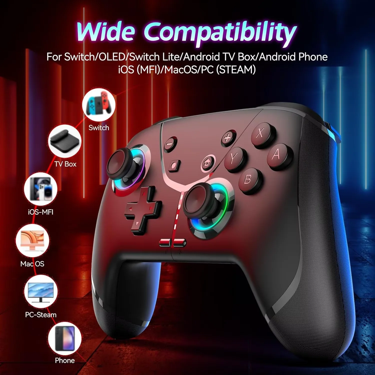 HD-6900 스위치 프로 무선 블루투스 게임 컨트롤러 PC 모션 감지 진동 매크로 프로그래밍 연속 iOS 지원