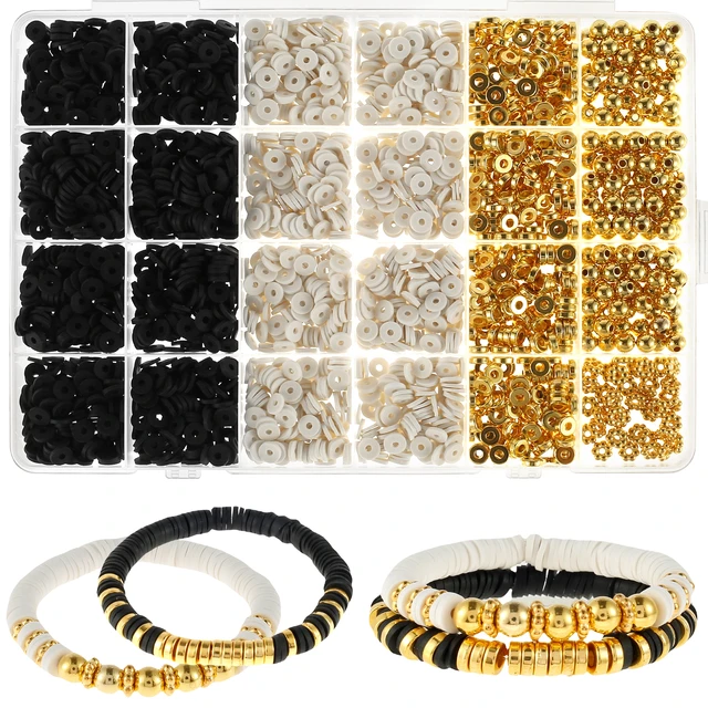 Bracelet Making Beads Kit for Girls Round Gold Beads for Jewelry Making  with Clear Storage Box