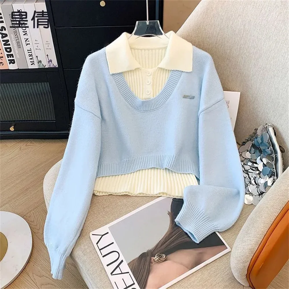 College Style Knitted Sweater Vest Two-piece Set For Women's Autumn 2026 Autumn Winter New Sweet Age Reducing Fashion Set
