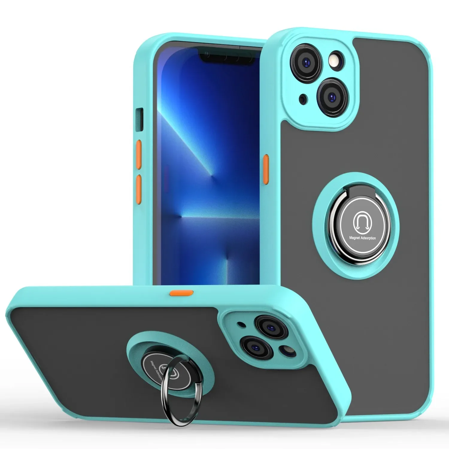 thumbnail image 1 of Luxury Camera Len Protection Case Coque For iPhone 15 Pro Max 14 13 12 11 X XS XR XS 7 8 Plus Ring Stand Holder Back Matte Cover, 1 of 5