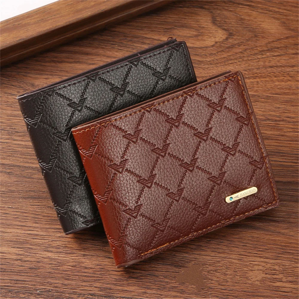 

Men's Wallet Short Bifold PU Leather Male Business Credit ID Card Holder Wallet Geometric Patterns Purse Clutch Coin Money Bags