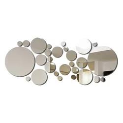 3D Acrylic Mirror Wall Decor Set - 26-Piece Round Sticker Collection for Bedroom, Bathroom, and Living Spaces (Silver)