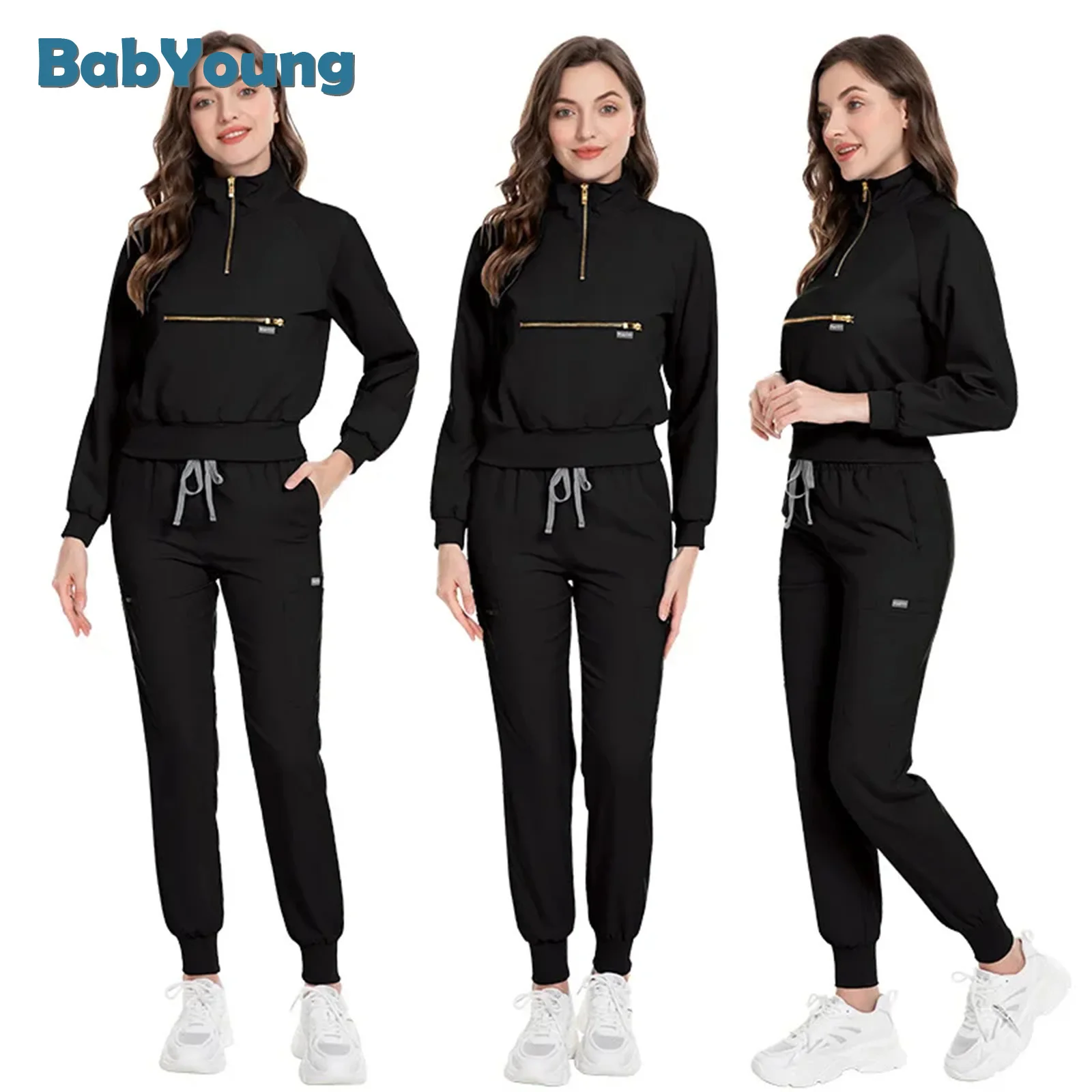 Fashion Scrub Suit Hospital Doctor Nurse Working Scrub Uniform Solid Color Unisex Surgical Set Women Joggers medical uniform