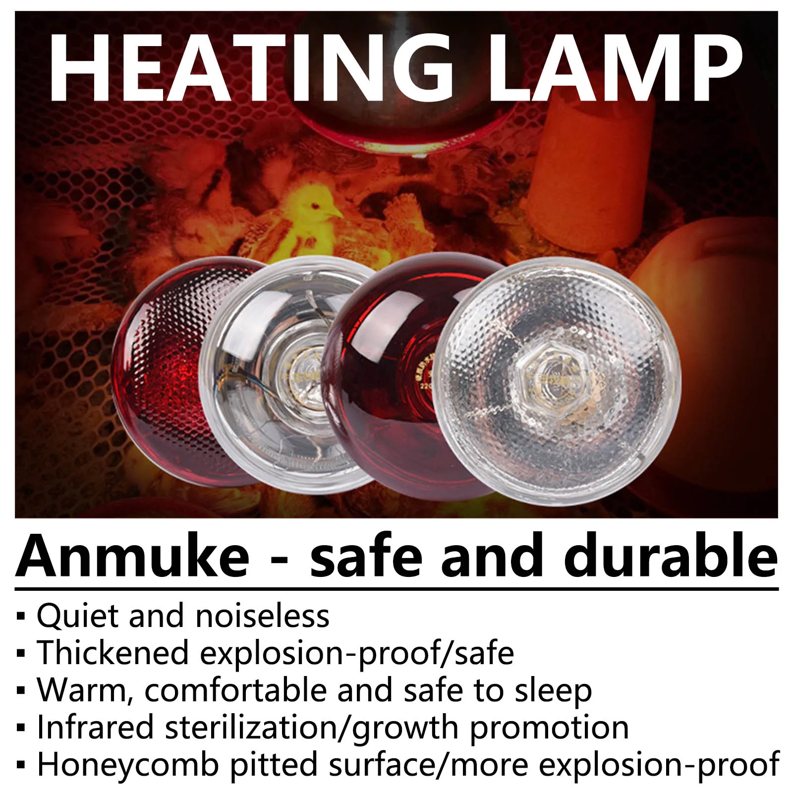 Pet Reptile Red Heating Lamp E27 100W 150W 200W 250W Heating Emitter Light Bulb For Turtle Lizard Reptile Pet Waterproof 220V