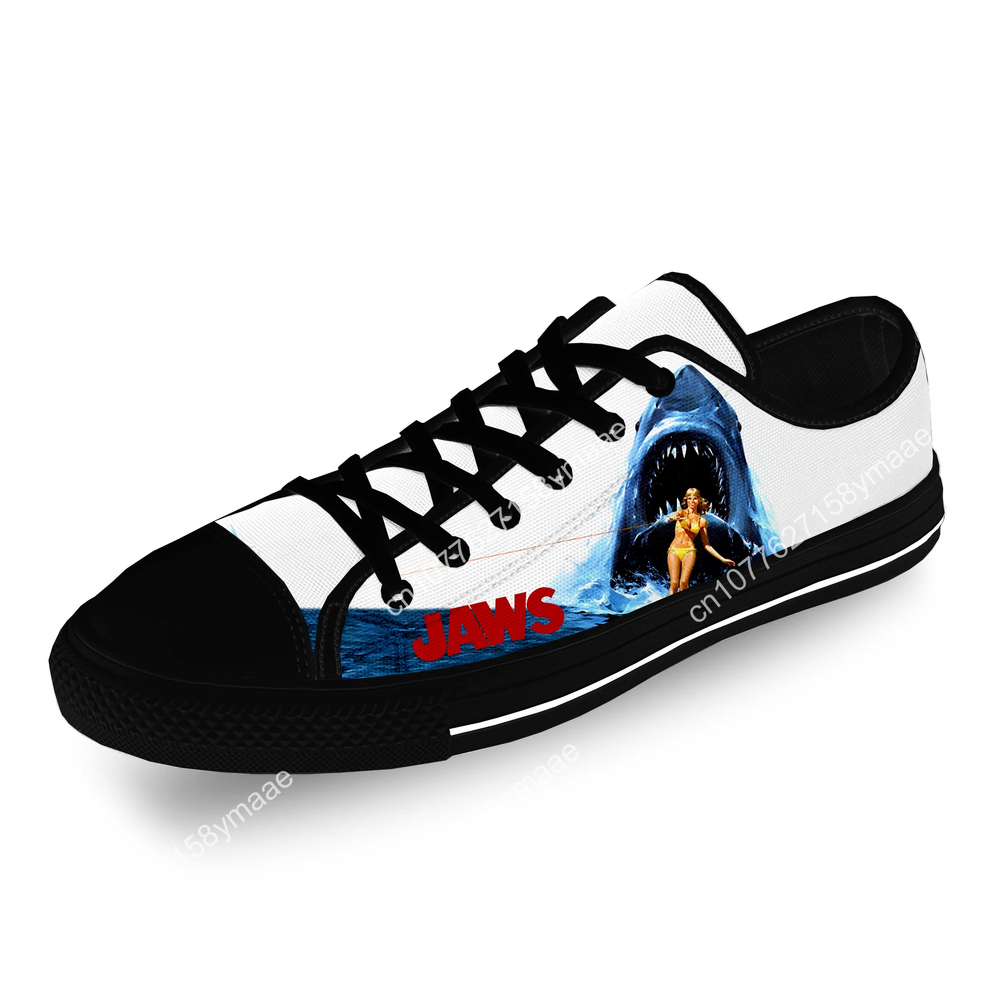Jaws Movie Shark Horror Casual Funny Cloth 3D Print Low Top Canvas Fashion Shoes Men Women Lightweight Breathable Sneakers