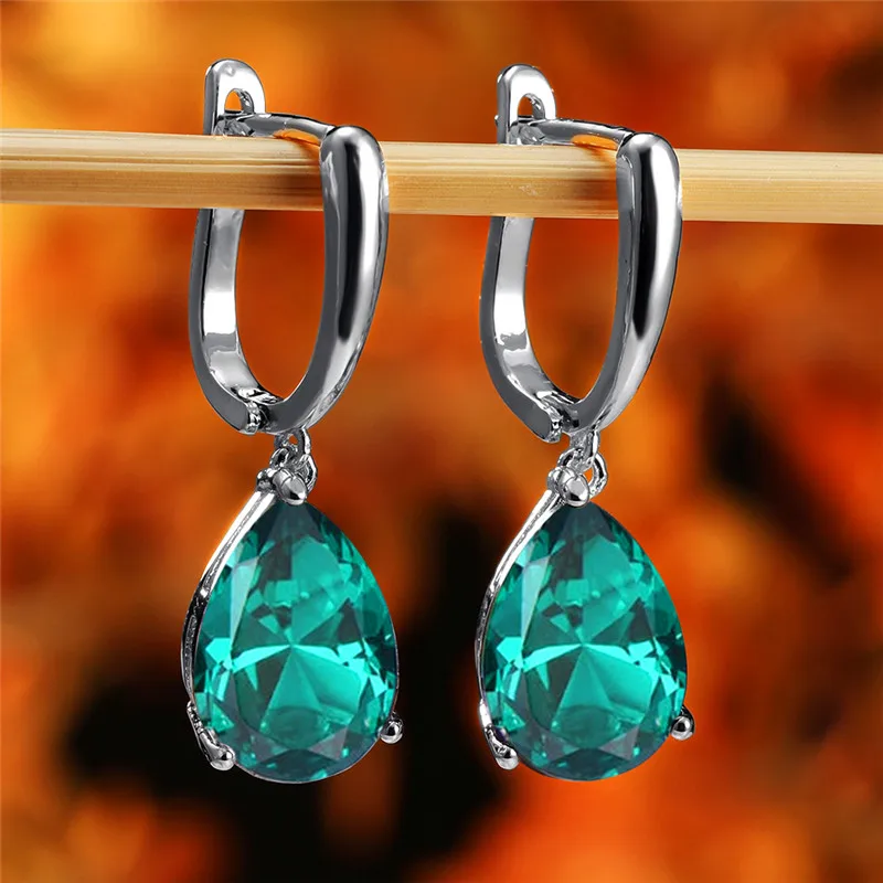 Cute Rainbow Zircon Stone Hoop Earrings For Women Female Gold Color Wedding Jewelry Gift