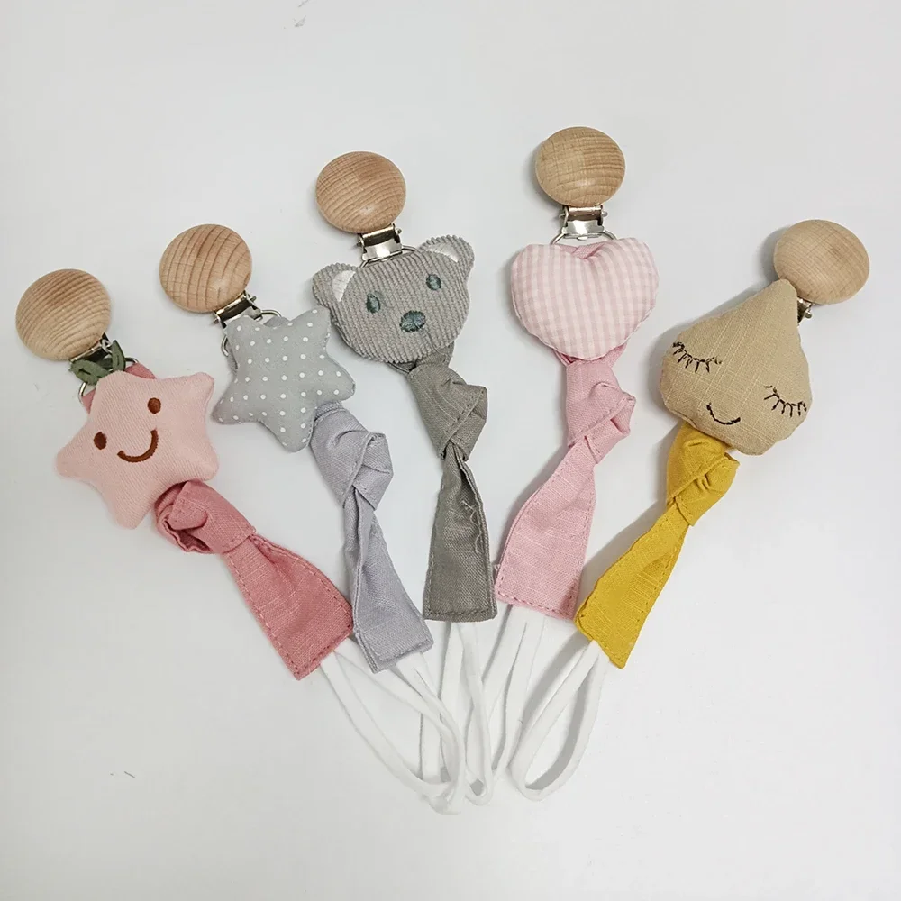 Cartoon Puppet Bear Woven Baby Pacifier Clip Pacifier Fixing Chain Anti Fall Newborn Soother Clip Comfort Baby Toy Pacifier Clip Pacifier Chain Pacifier Accessories