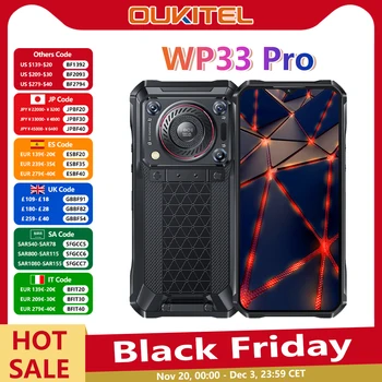 Oukitel WP33 Pro 5G Rugged Smartphone 22000mAh 6.6" FHD+ Cell phone 24GB 256GB Mobile Phone 64MP Camera 33W Dimensity 6100+