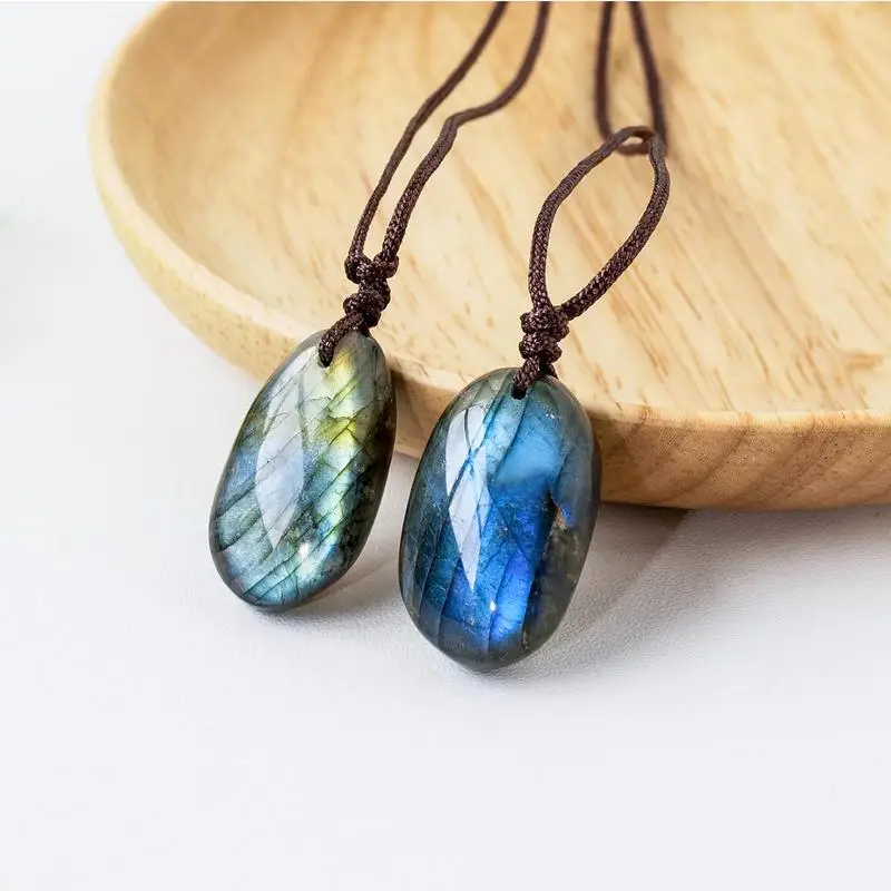 Natural Labradorite Necklace Handmade Crystal Moonlight Stone Pendant Men Women Energy Necklaces Stones Ornament 5
