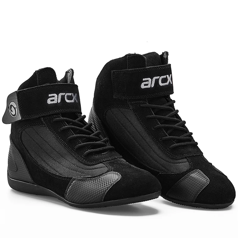 Men's Motorcycle Leather Boots Motorbike Sneaker Microfiber Leather Adventure Touring Boots Motorcyclist Anti-slip Shoes