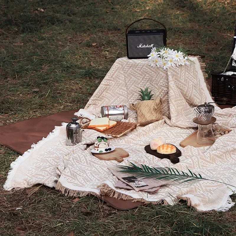 thumbnail image 1 of Manta de picnic tejida, manta de picnic para exteriores, manta suave para sofá, toalla, funda de sofá con todo incluido, mantel a prueba de polvo, 1 of 4
