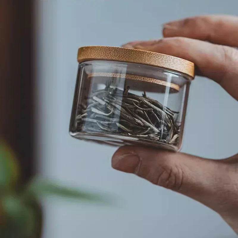 Portable Travel Tea Jar Mini Glass Small Sealed Jar Business Travel Dispenser Bottle Small Tea Storage