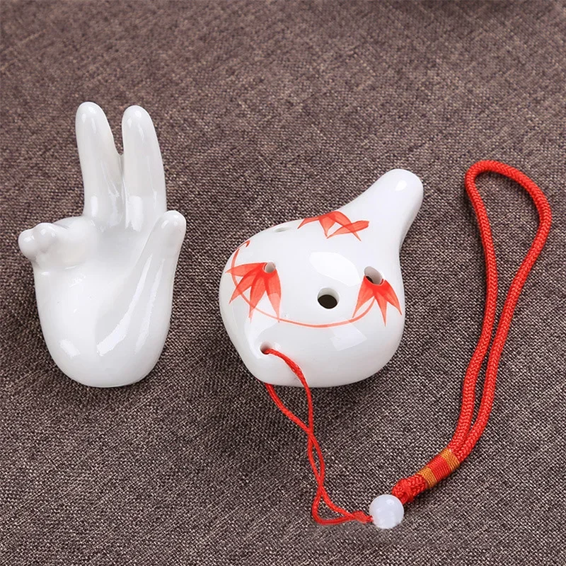 6Hole Ocarina Ceramic Alto C Key Flute Musical Instrument Buddha's Hand Accessories Beginners Teaching Toy