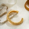 Punk Vintage Metal Texture Stackable Open Bracelet for Women Gold Plated Geometric Adjustable Jewelry Fashion Accessories Gifts 2