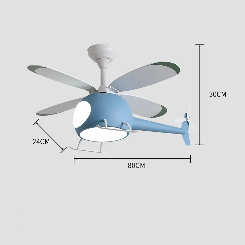 Helicopter Lamp Chandelier Children's Bedroom Blue Pink Ceiling Fan Aircraft Light Study Girls Boys Kids' Room Люстра Потолочная