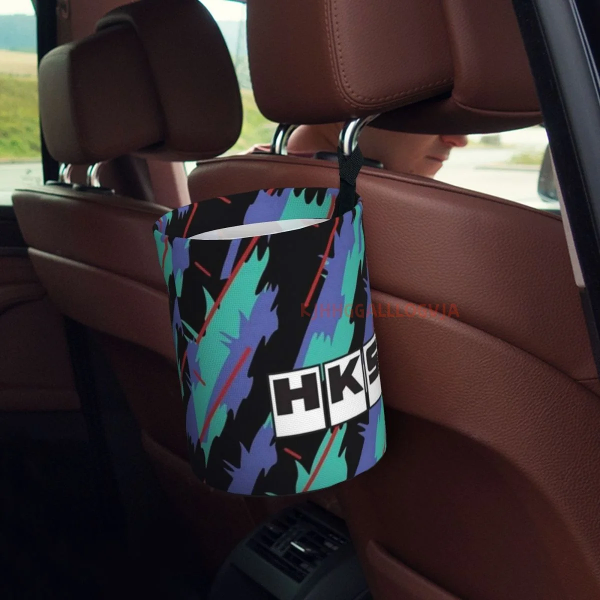 HKS Retro Pattern Car Trash Can, Dust Bin, Trash Bin For Kitchen Camping, Interior Car Accessories For Women,Car Garbage