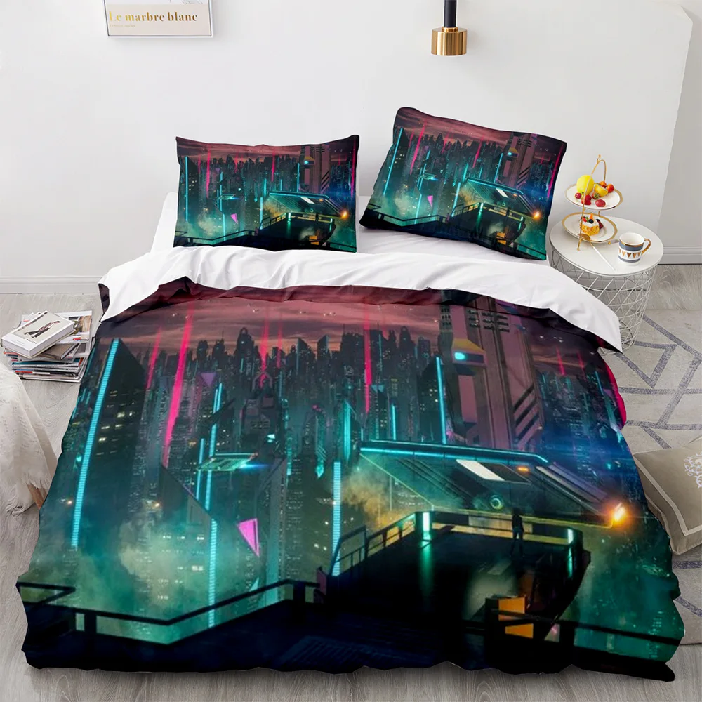 

Cyberpunk Style Home Textiles Anime Quilt Three-piece Bedding Set Children's Cartoon Quilt Cover Bedroom Quilt Bed Cover Gift