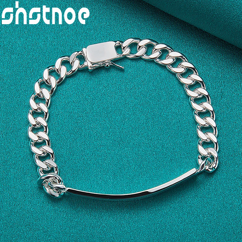 

925 Sterling Silver 8mm Smooth Sideways Bracelet For Men Women Fashion Party Engagement Wedding Birthday Gift Fine Charm Jewelry