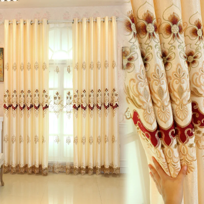 

Wholesale of New European Style Embroidered Curtains with Velvet Embroidered Curtains Fabric Philips Living Room Study Curtains