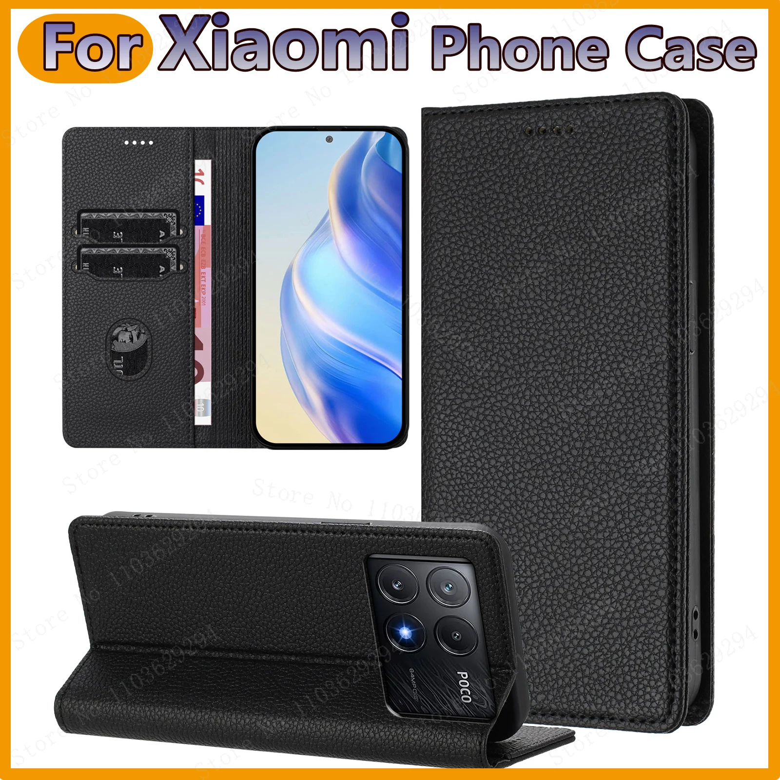 Flip Case For Xiaomi Poco X6,X5,X4,X3,X7,F6,F5,F4,F3,M7,M6,M5,M4,M3,M2,C55 Card holder Magnetic Leather Wallet Satnd Phone Cover