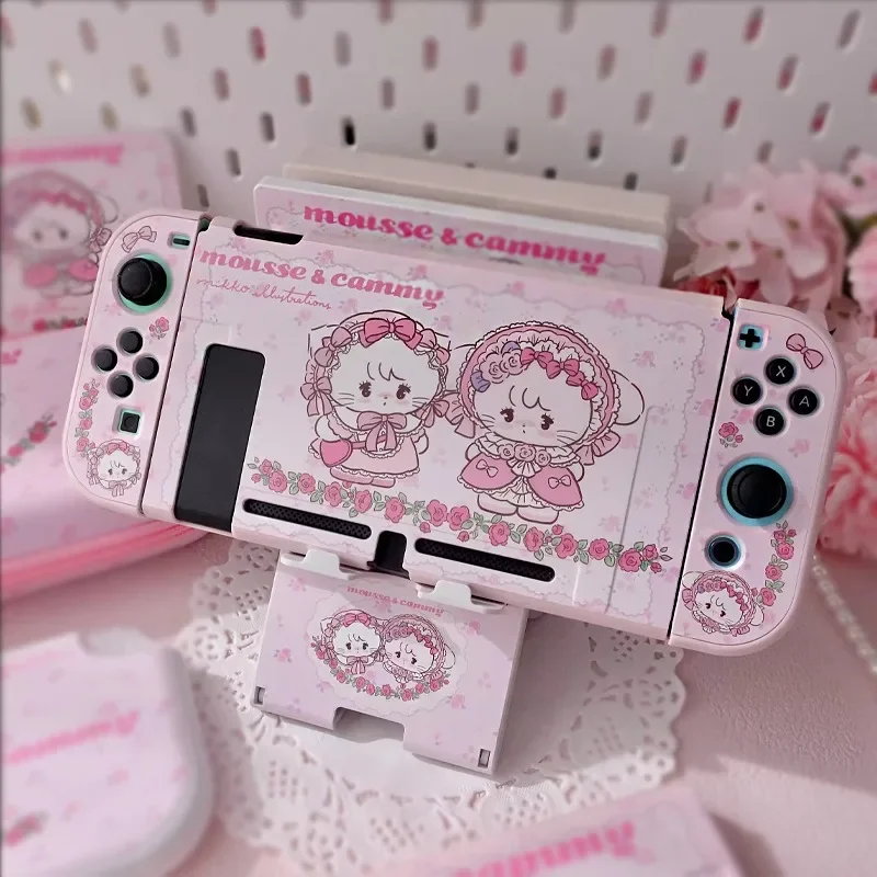 

Anime Mikko Switch Game Console Protective Cover Rocker Cap Card Box Kawaii Silicone Gift Set Storage Bag NS OLED Accessories