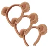 3 Pcs Cartoon Bear Headband Cute Plush Hair Accessories 3pcs (a Style Headband-brown) Headbands Animal Skin 1
