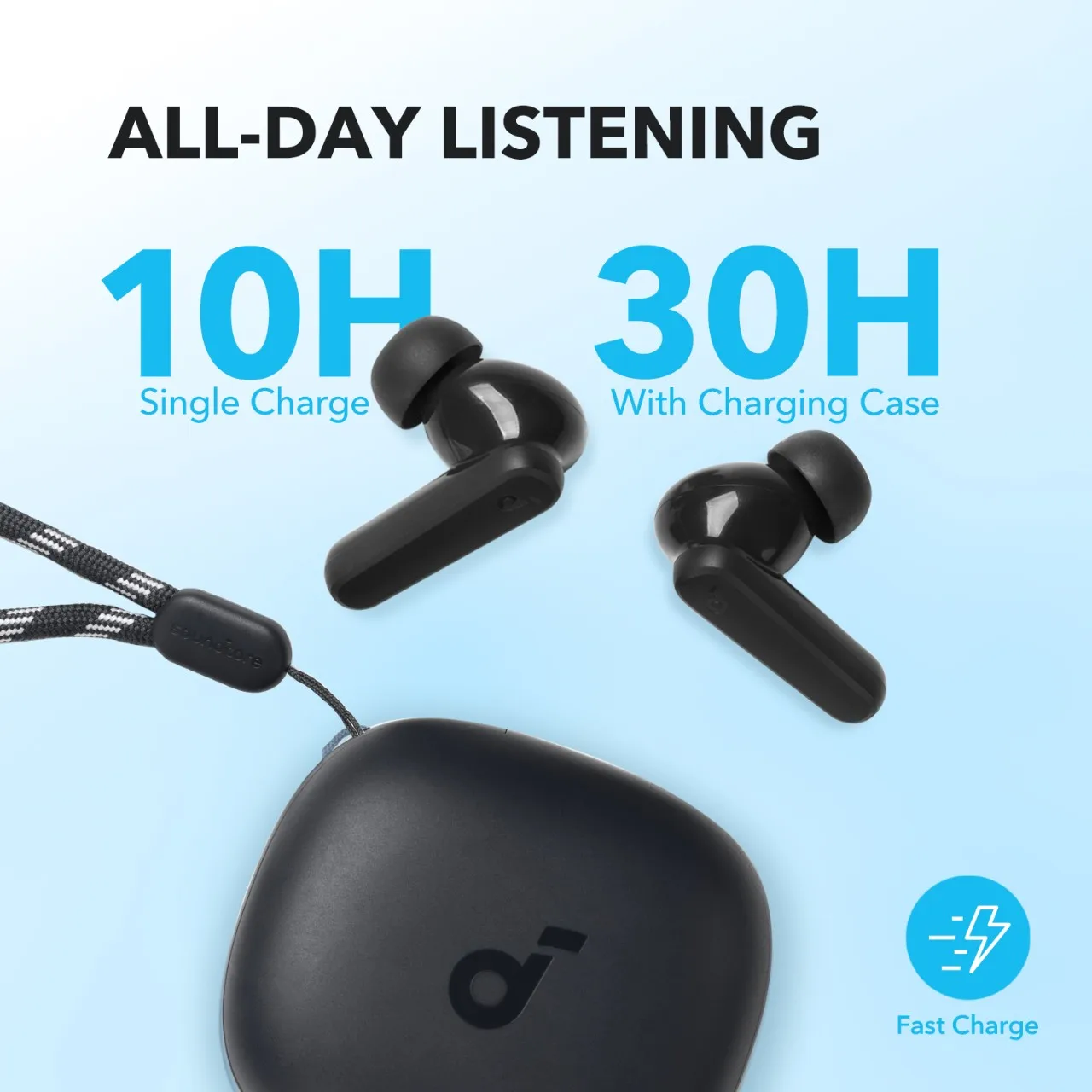 사운드코어 Anker P20i 진정한 무선 이어버드, 10mm 드라이버, 빅베이스 블루투스 5.3 포함, 30 시간 긴 재생 시간, 방수