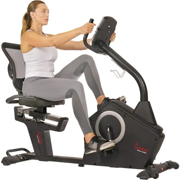 

Магнитный устойчивый лежачий велосипед Sunny Health & Fitness с опциональным эксклюзивным SunnyFit™Приложение и интеллектуальное подключение по Bluetooth