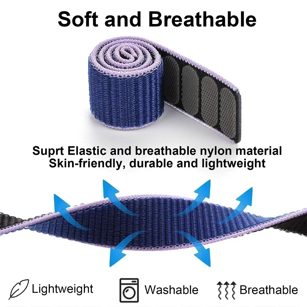 Premium Nylon Hook & Loop Strap Watchband - Durable & Adjustable 26mm/22mm Bracelet