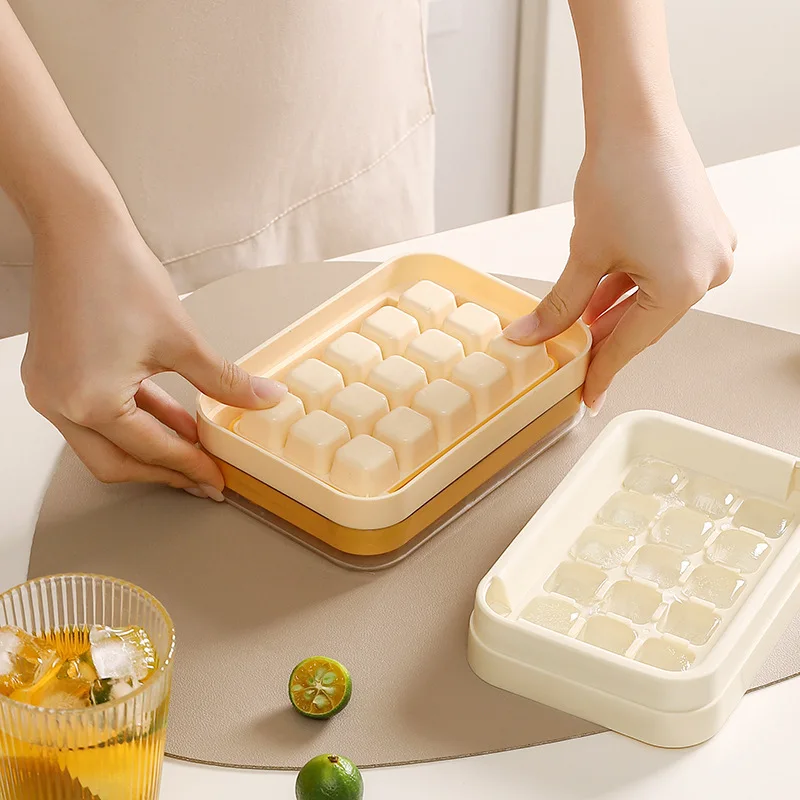 15 Grids New Ice Box with Lid for Home Use Food Grade Large Capacity Ice Cube Mould Homemade Press Ice Lattice Ice Storage Box