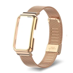 Premium Metal Strap and Protective Case for Smart Bracelet/Wristband (Rose)