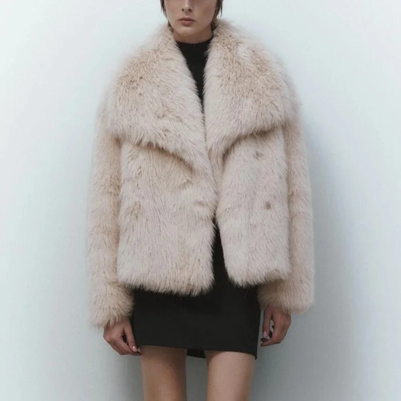 2024 Winter New Fashion Gradient Fluffy Fur Coat Women High