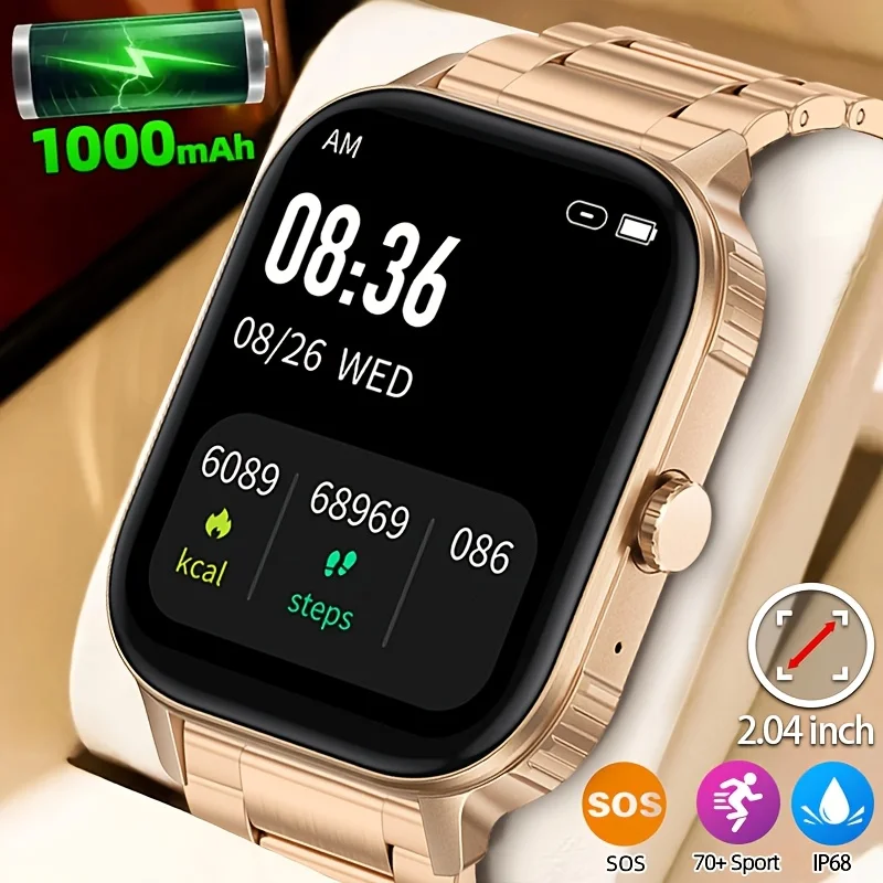 2026 1000mAh Large Battery 2026 New 2.04" HD Display Health Monitor Smart Watch Bluetooth Call IP68 Waterproof Sports Smartwatch 1