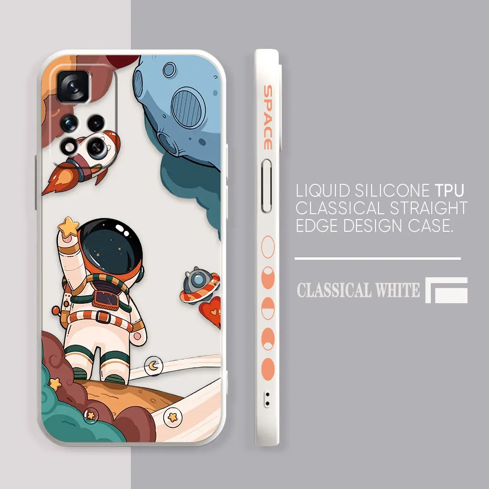 thumbnail image 1 of Case For Redmi Note 12 11 11T 11R 11E 10 9 8 7 7S PRO PLUS 4G 5G Simple Liquid silicone Case Cute Cartoon Spaceman Astronaut, 1 of 5