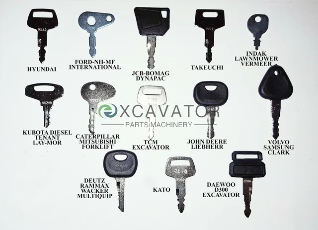 14 Pcs Ignition Key Set For Case JCB Caterpillar Komatsu Bobcat Hyster Kobelco Kawasaki Heavy Equipment