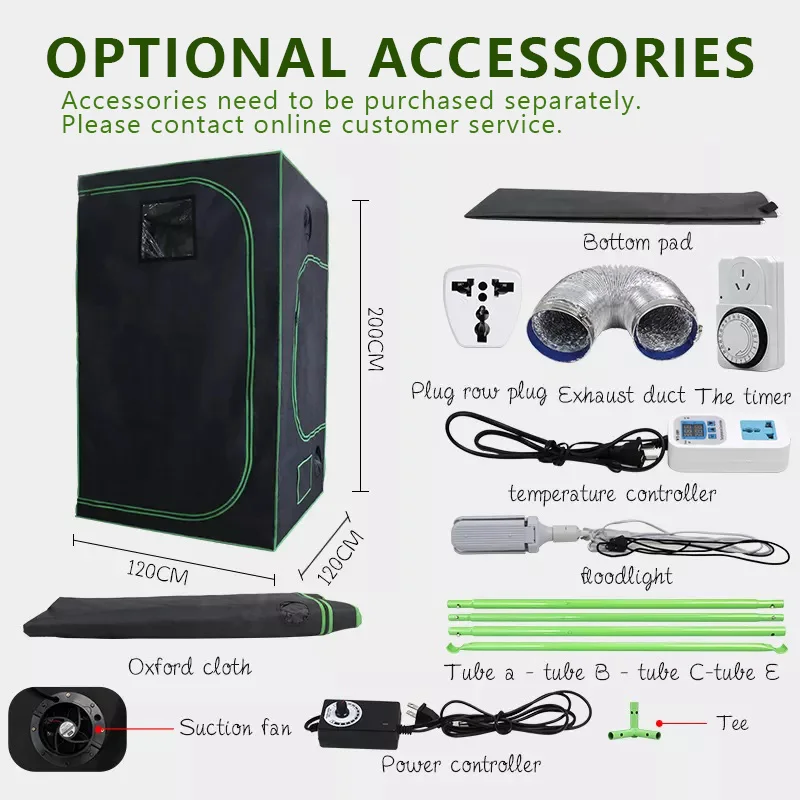 Plant Grow Tent, Complete Kit of Equipment for Plant, Hydroponic Cultivation, 120x120x200cm
