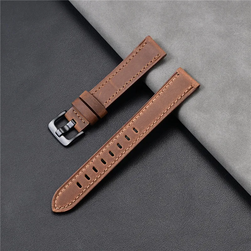 Vintage Crazy Horse Genuine Leather Watch Band – Oil Waxed Cowhide Strap Accessory