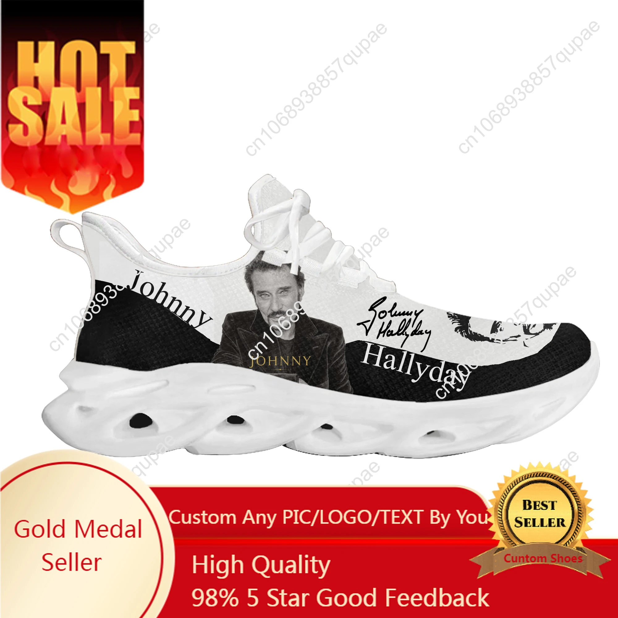 Johnny Hallyday Rock Singer Flats Sneakers Mens Womens Sports Shoes High Quality Custom Made DIY Sneaker Customized Shoe