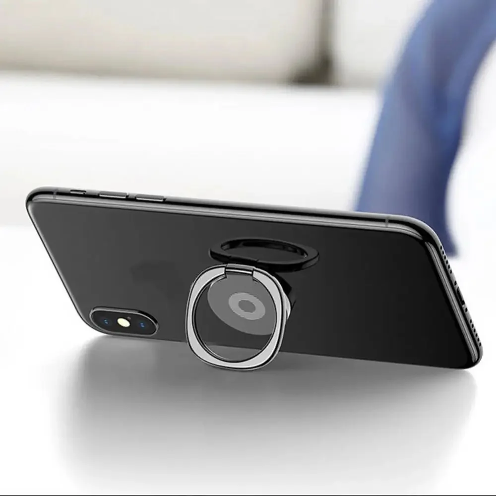 Ultra-Thin Rotatable Metal Phone Ring Holder - Universal Desktop Stand and Finger Grip