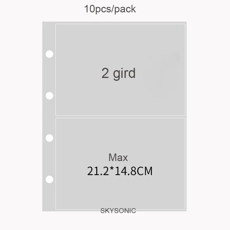 10pcs/Set A4 Binder PP Sleeves PostCards Bag 3/5 Inch Album Collect Refill Pocket Organizer Stationery Supplies photo album postcard holder photo card binder