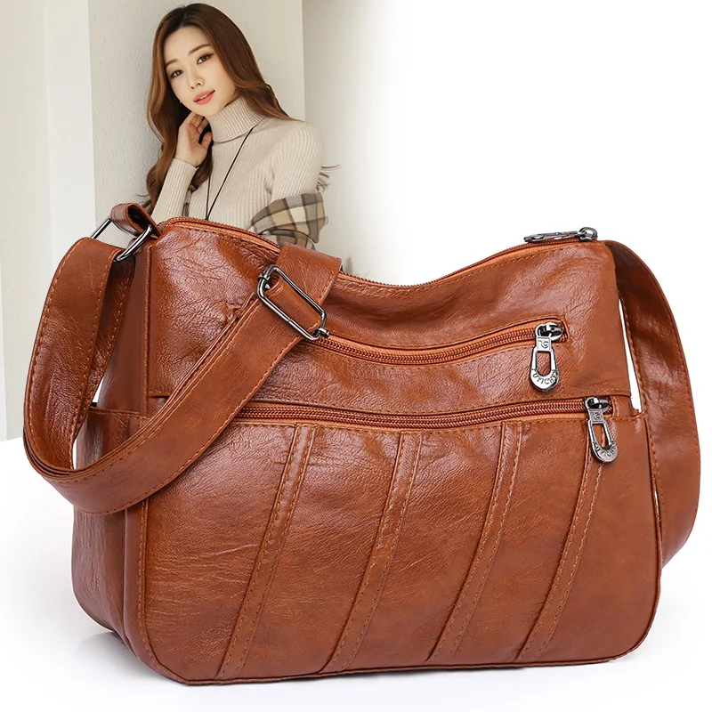 Multi Pocket Shoulder Bag 2023 New Women's High Quality Soft Leather One Shoulder Crossbody Bag Trend Luxury Designer Handbag