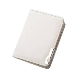 Elegant Faux Leather Slim Wallet with Multiple Card Slots and Geometric Design (White)