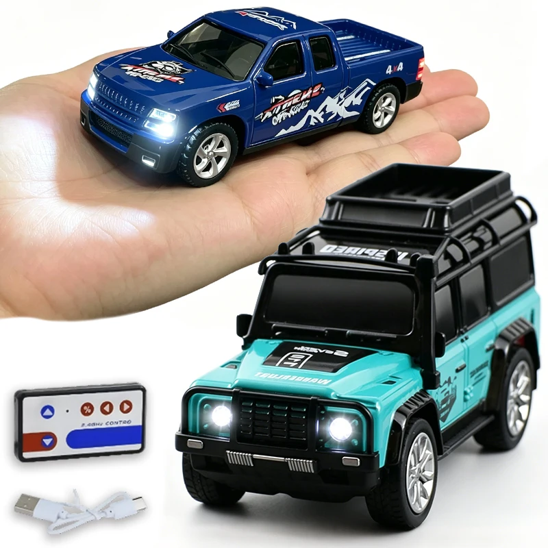 Mini Alloy RC Car with Lights - Portable, 60-Minute Playtime, Perfect Gift