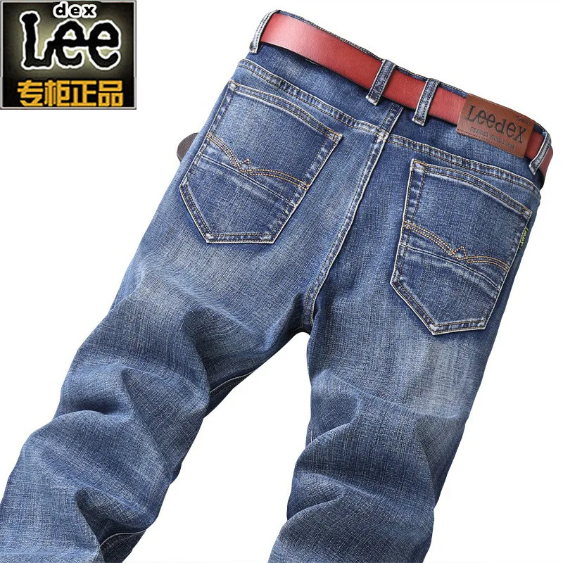 Lee Dex jean homme automne extensible jambe droite minceur lisse Silhouette Style coréen coupe ample jean d'affaires épais à la mode