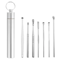 7 Pcs Ear Pick Suit Wax Removal Kit Stainless Steel Spoons Portable Pickers Cleaning Supplies Polished Tools 1