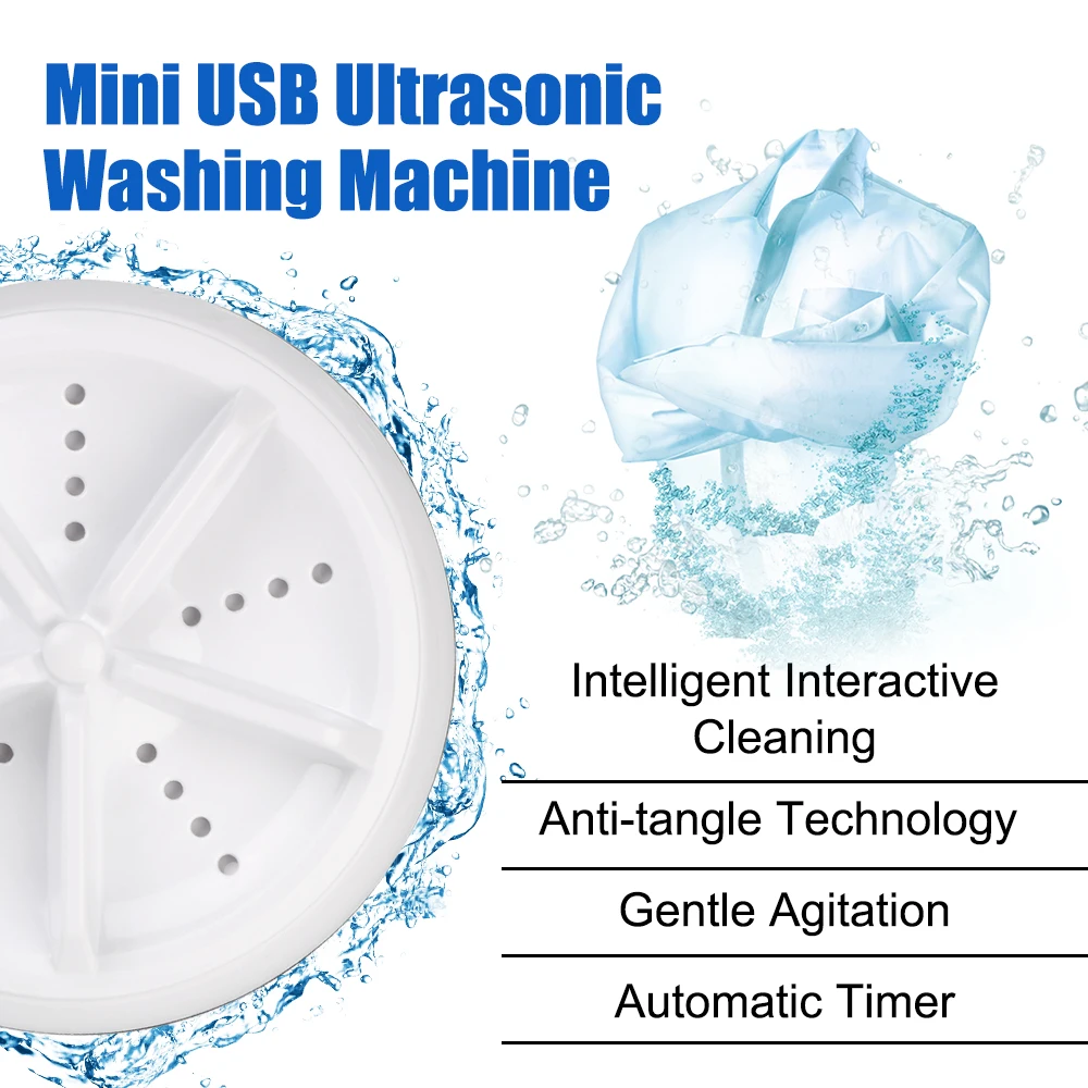 With USB Cable Mini Ultrasonic Washer Washing Machine Removes Dirt Washer Clothing Cleaning