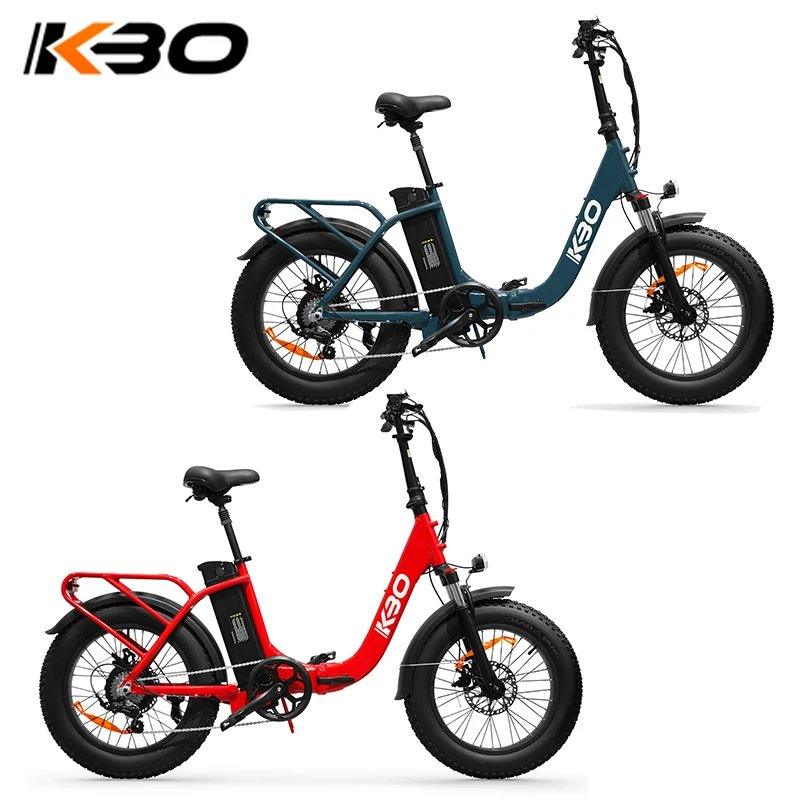 

Versatile Foldable Electric Bike KBO Compact 750W Electric Bicycle 48V 15.6AH E Bike 20"X4" Fat Tire Dual Shock Absorber Ebike