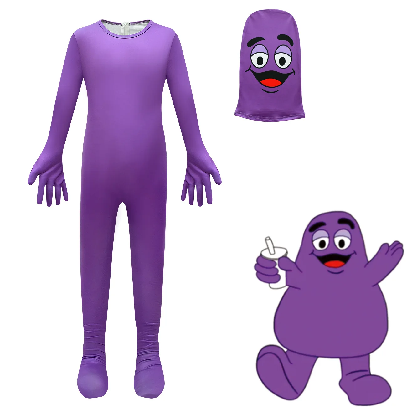 

Children Halloween Costumes Anime Grimace Plush Game Kids Cosplay Clothing Boys Girls Jumpsuit Cartoon Mardi Gras Gift for Kids
