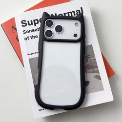 Transparent 3D Cat Ear Protective Clear Phone Case - iPhone 15 (Black)